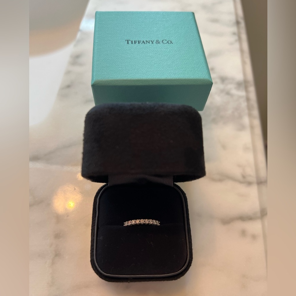 Tiffany & Co platinum 2.2MM platinum half infinity band. Ring size 6.